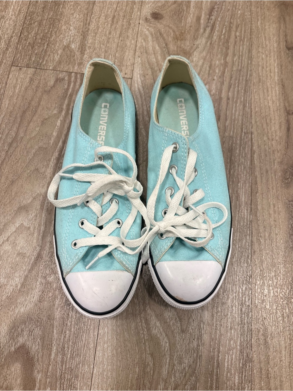 Converse Low Top Canvas Sneakers -teal and white. Trendy